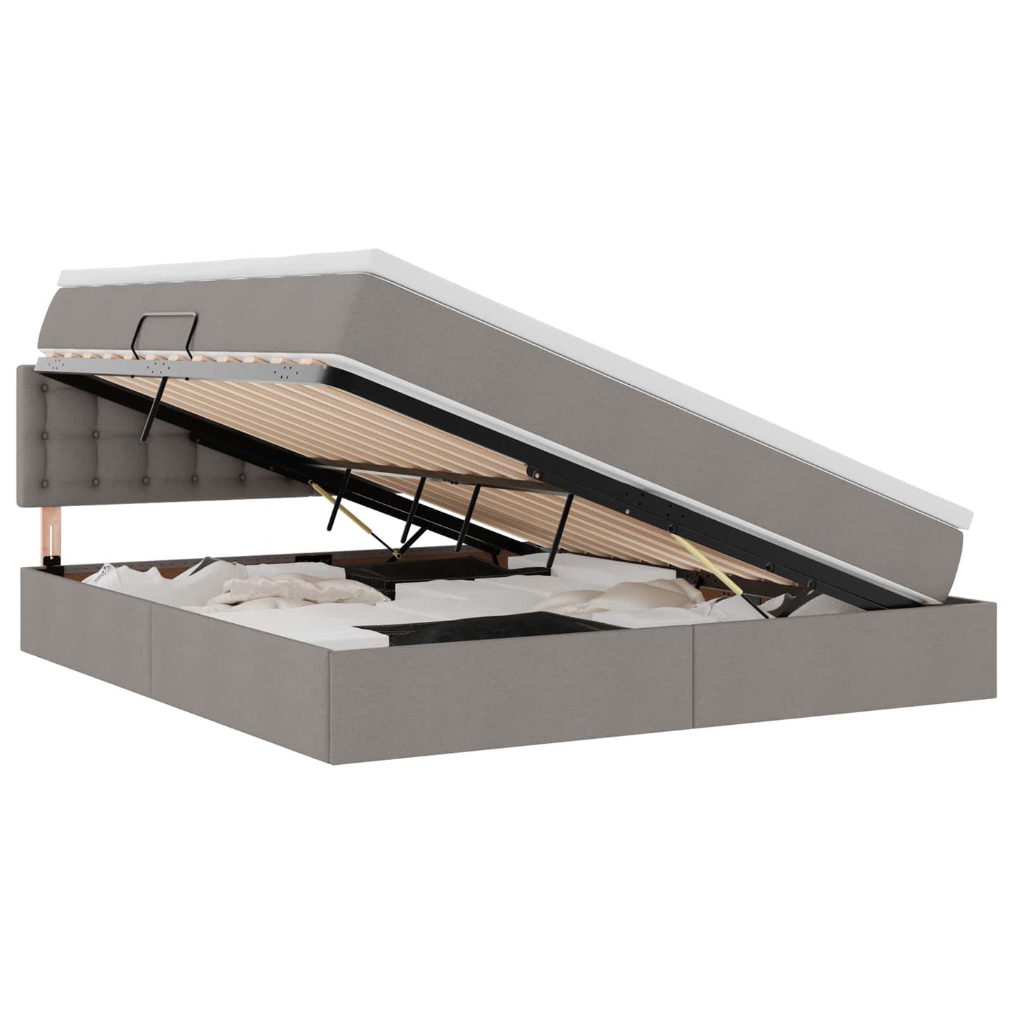 vidaXL LED Κρεβάτι αποθήκευσης με στρώμα Taupe 180 x 200 cm Ύφασμα