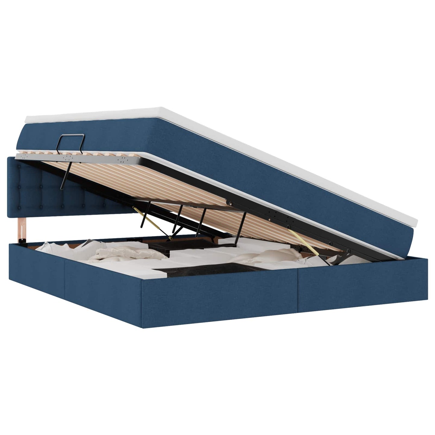 vidaXL LED Κρεβάτι αποθήκευσης με στρώμα Μπλε 180 x 200 cm Ύφασμα