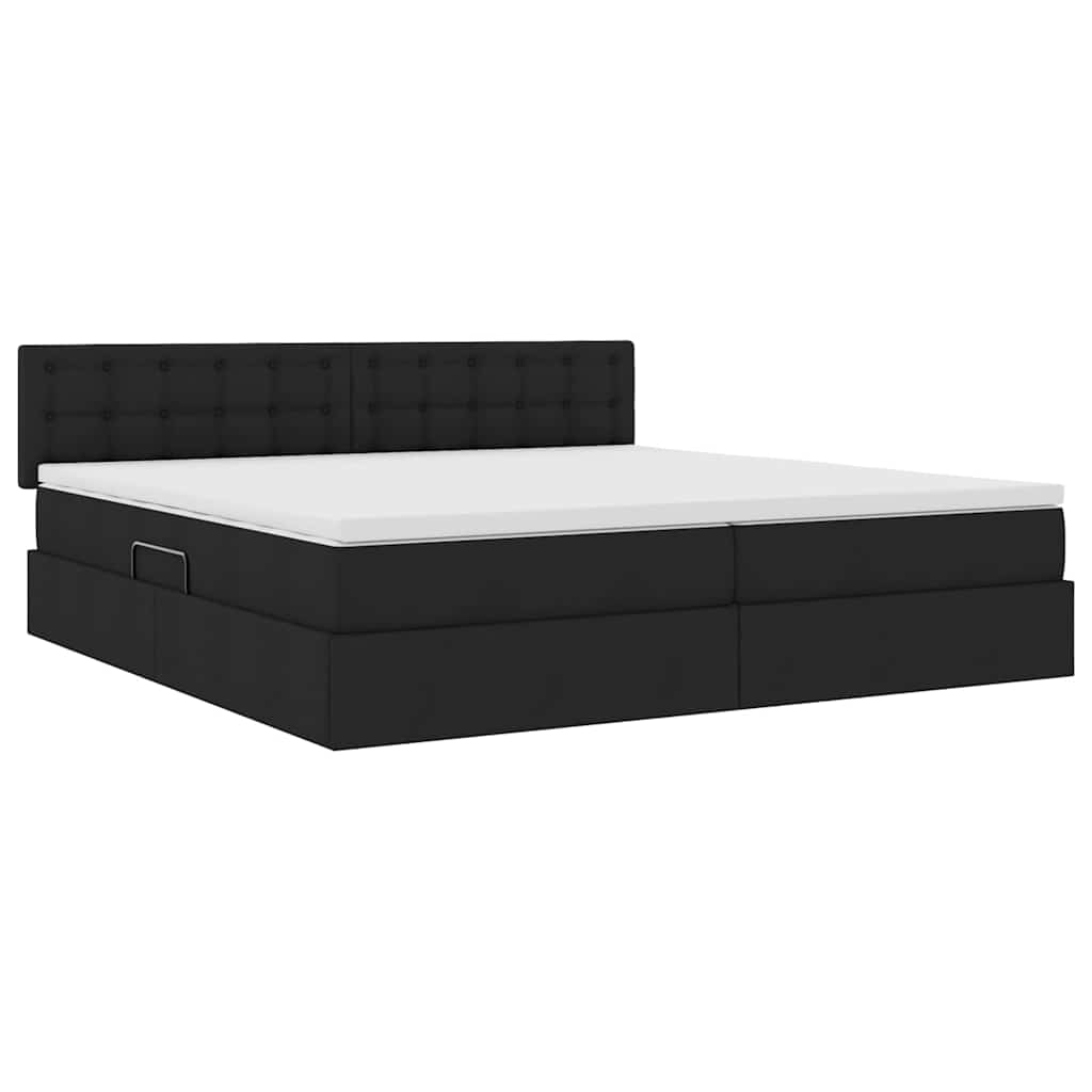vidaXL LED Κρεβάτι αποθήκευσης με στρώμα Μαύρο 200 x 200 cm Ύφασμα