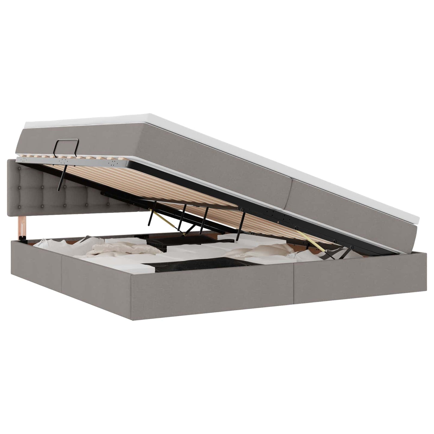 vidaXL LED Κρεβάτι αποθήκευσης με στρώμα Taupe 200 x 200 cm Ύφασμα