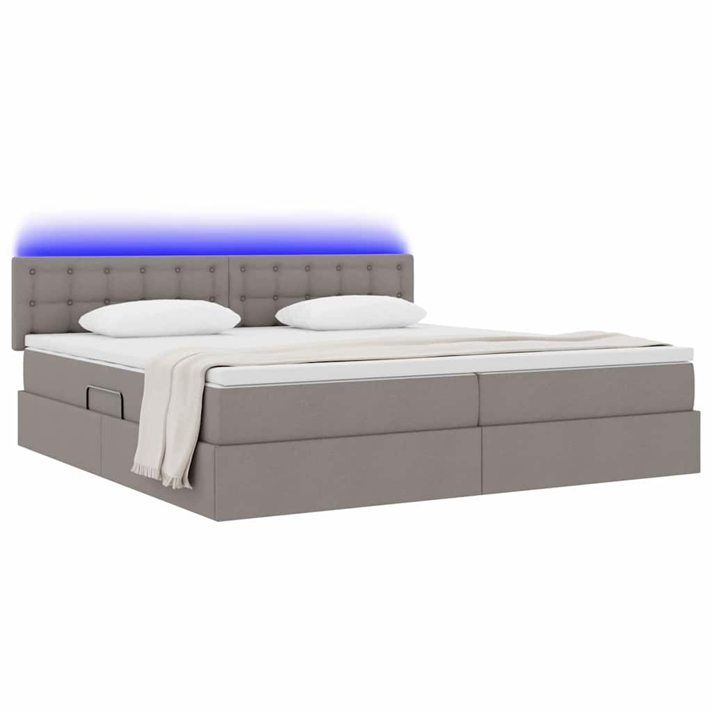 vidaXL LED Κρεβάτι αποθήκευσης με στρώμα Taupe 200 x 200 cm Ύφασμα