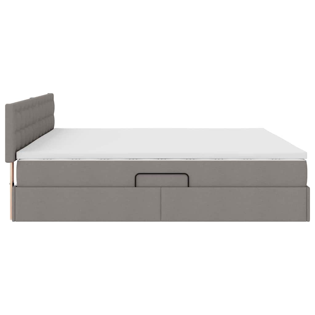 vidaXL LED Κρεβάτι αποθήκευσης με στρώμα Taupe 200 x 200 cm Ύφασμα