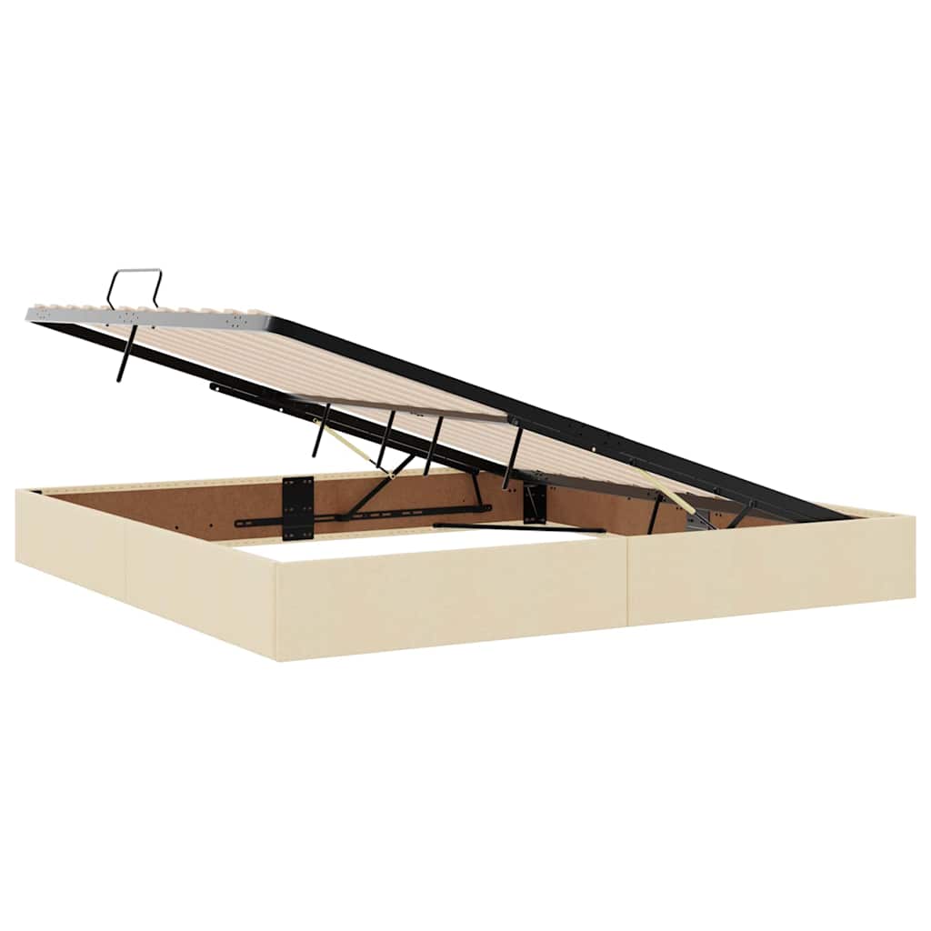 vidaXL LED Κρεβάτι αποθήκευσης με στρώμα Κρέμ 200 x 200 cm Ύφασμα