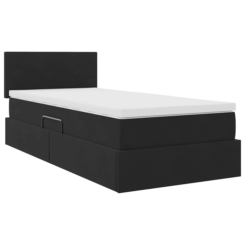 vidaXL LED Κρεβάτι αποθήκευσης με στρώμα Μαύρο 100 x 200 cm Βελούδο