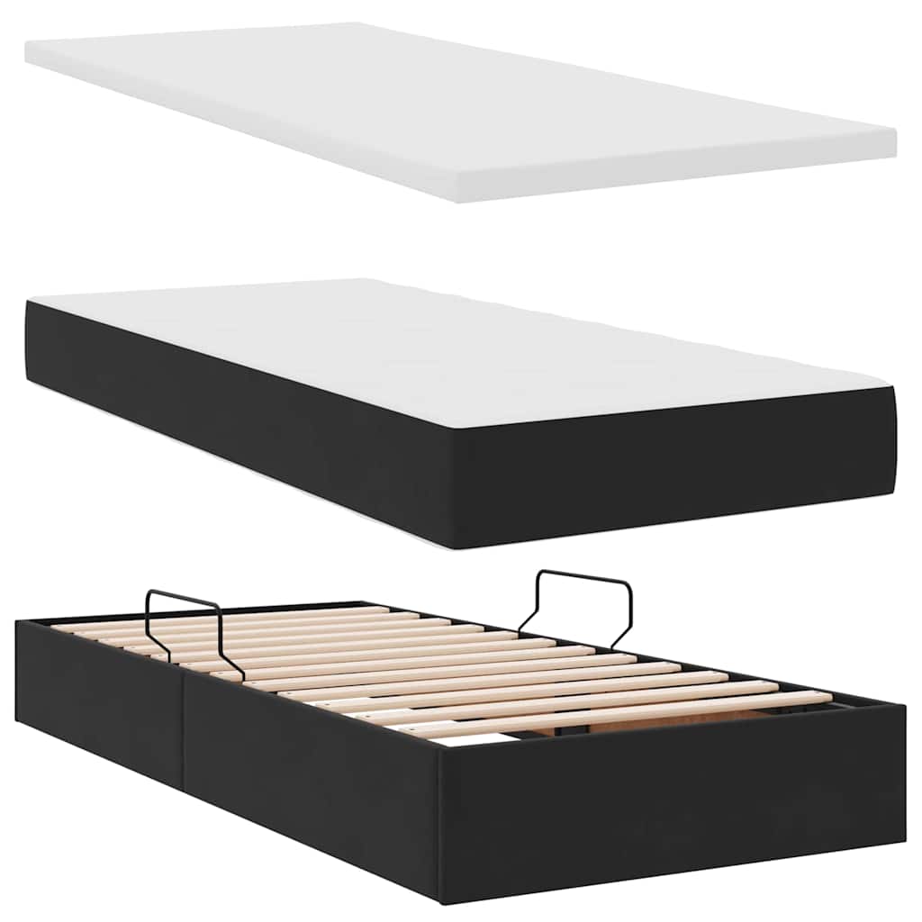vidaXL LED Κρεβάτι αποθήκευσης με στρώμα Μαύρο 100 x 200 cm Βελούδο