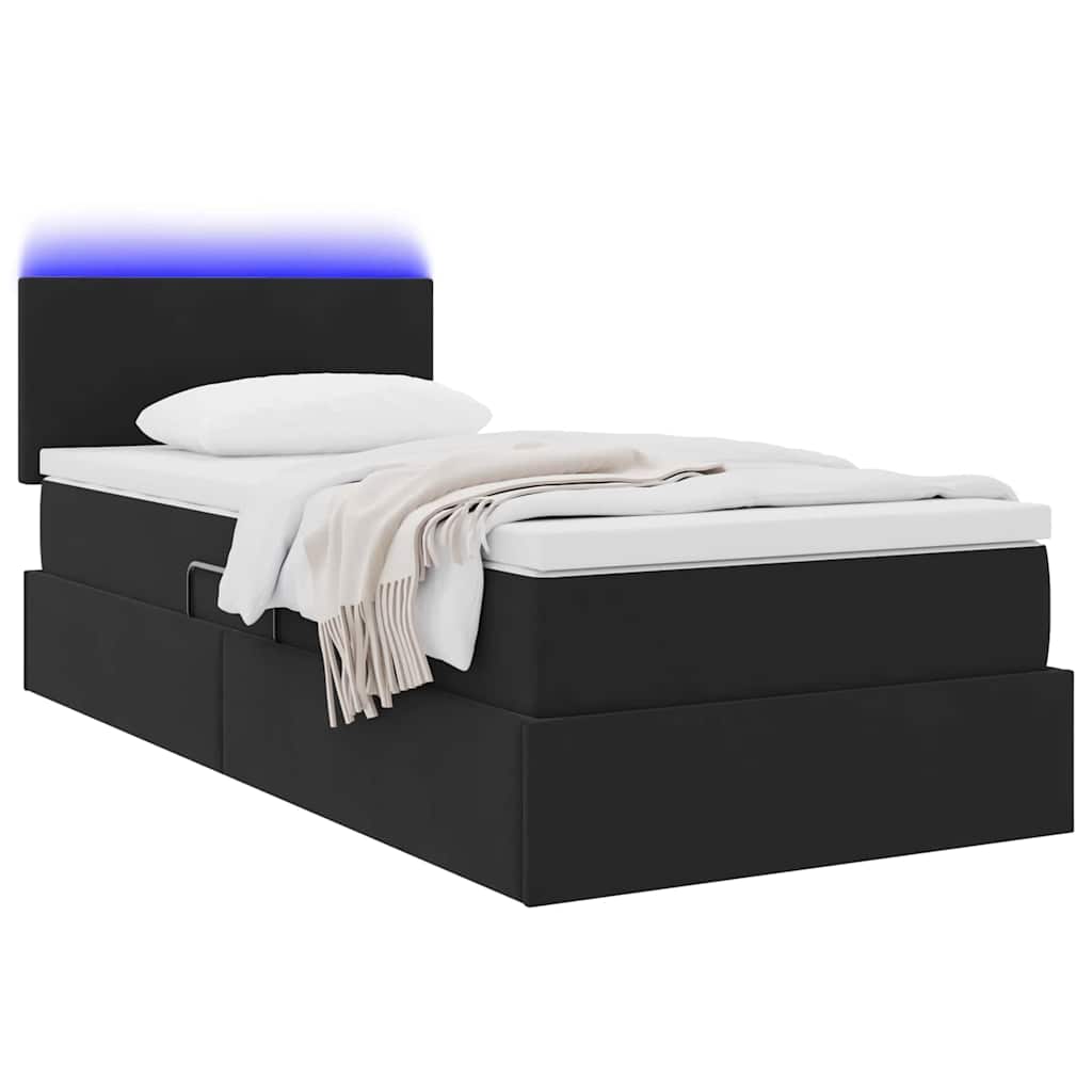 vidaXL LED Κρεβάτι αποθήκευσης με στρώμα Μαύρο 100 x 200 cm Βελούδο