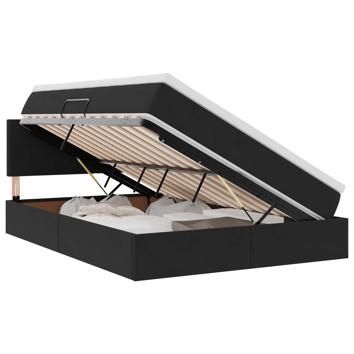 vidaXL LED Κρεβάτι αποθήκευσης με στρώμα Μαύρο 140 x 200 cm Βελούδο