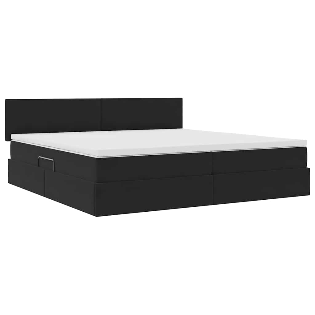 vidaXL LED Κρεβάτι αποθήκευσης με στρώμα Μαύρο 200 x 200 cm Βελούδο