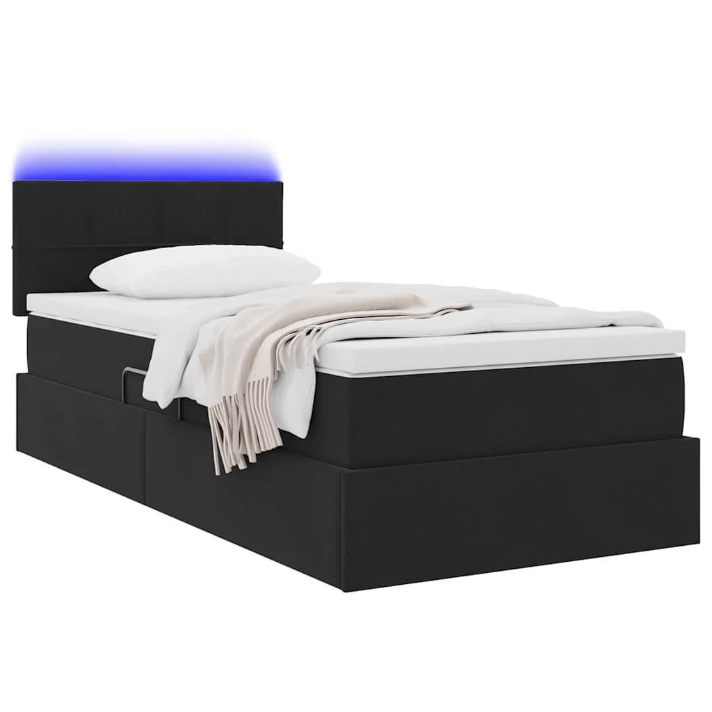 vidaXL LED Κρεβάτι αποθήκευσης με στρώμα Μαύρο 100 x 200 cm Βελούδο