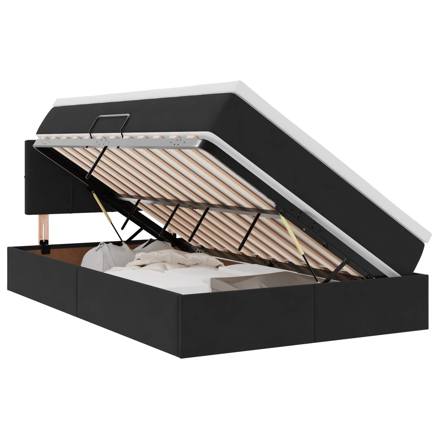 vidaXL LED Κρεβάτι αποθήκευσης με στρώμα Μαύρο 120 x 200 cm Βελούδο