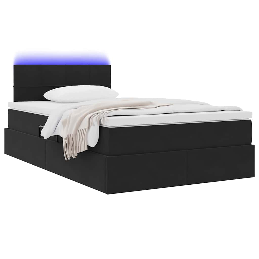 vidaXL LED Κρεβάτι αποθήκευσης με στρώμα Μαύρο 120 x 200 cm Βελούδο