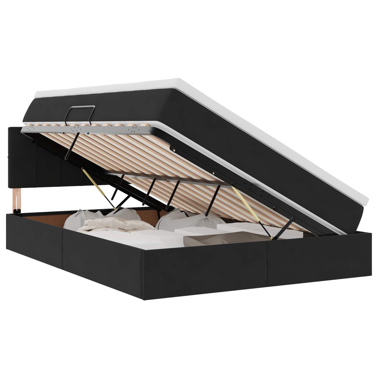 vidaXL LED Κρεβάτι αποθήκευσης με στρώμα Μαύρο 140 x 200 cm Βελούδο