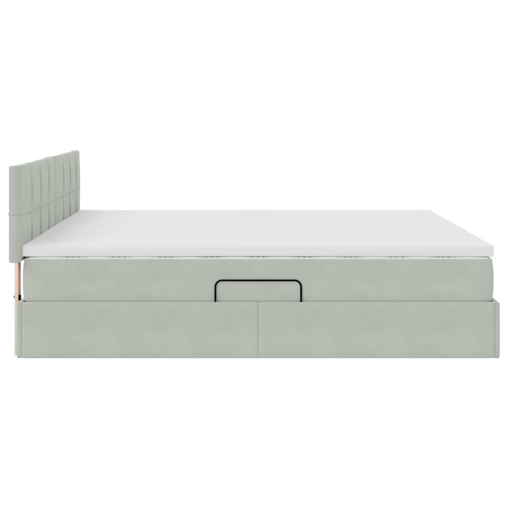 vidaXL LED Κρεβάτι αποθήκευσης με στρώμα Ανοιχτό γκρι 160 x 200 cm