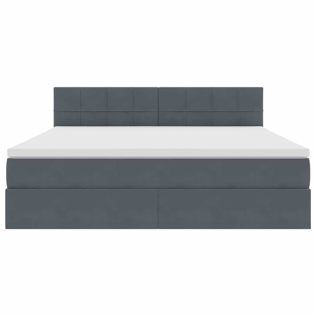 vidaXL LED Κρεβάτι αποθήκευσης με στρώμα Σκούρο Γκρι 160 x 200 cm