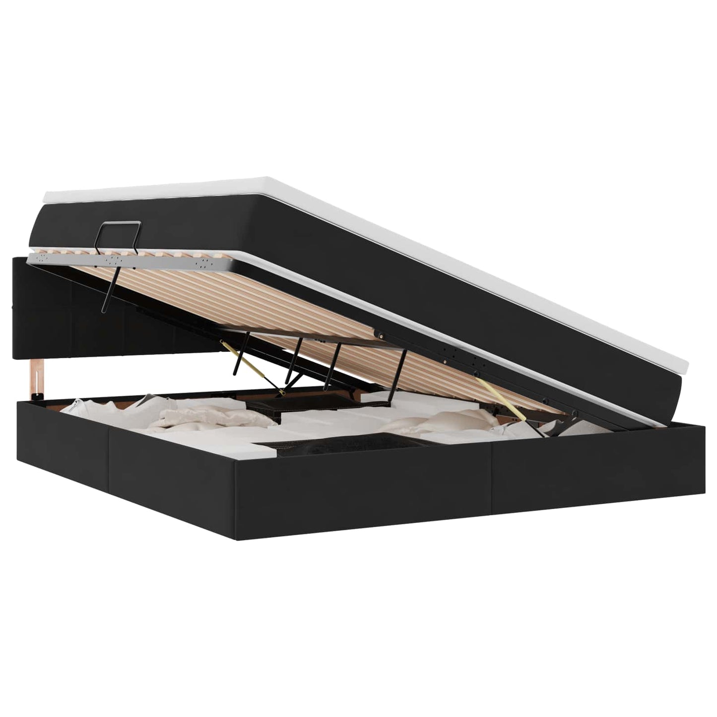 vidaXL LED Κρεβάτι αποθήκευσης με στρώμα Μαύρο 160 x 200 cm Βελούδο