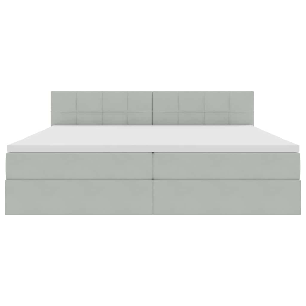 vidaXL LED Κρεβάτι αποθήκευσης με στρώμα Ανοιχτό γκρι 200 x 200 cm