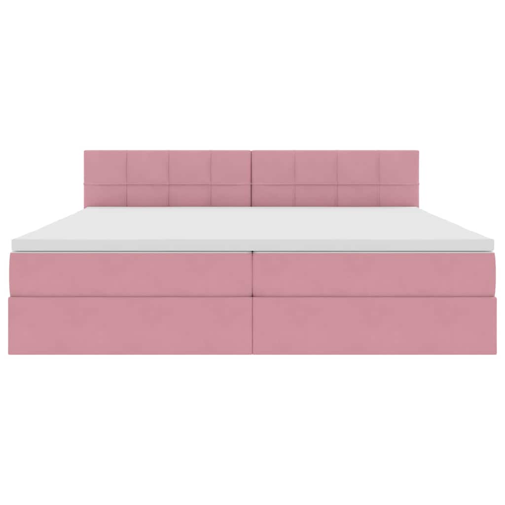 vidaXL LED Κρεβάτι αποθήκευσης με στρώμα Ροζ 200 x 200 cm Βελούδο
