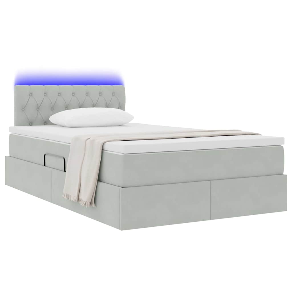 vidaXL LED Κρεβάτι αποθήκευσης με στρώμα Ανοιχτό γκρι 120 x 200 cm