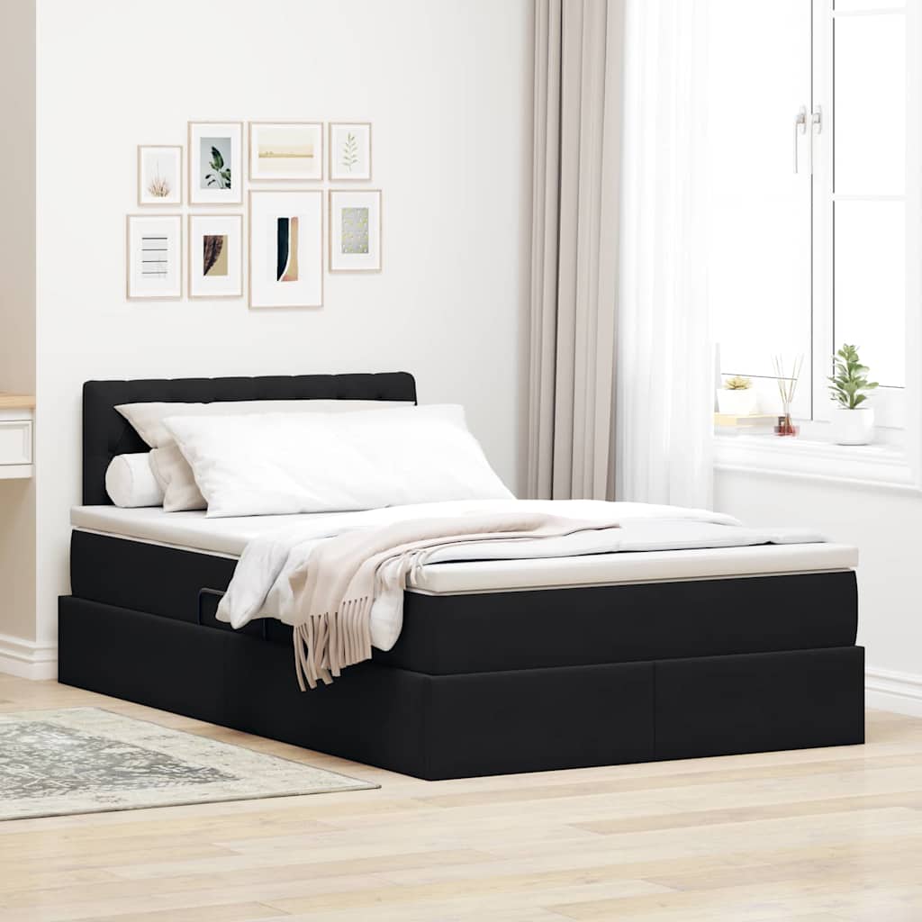vidaXL LED Κρεβάτι αποθήκευσης με στρώμα Μαύρο 120 x 200 cm Βελούδο
