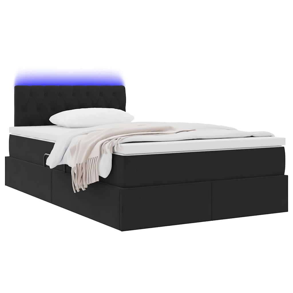 vidaXL LED Κρεβάτι αποθήκευσης με στρώμα Μαύρο 120 x 200 cm Βελούδο
