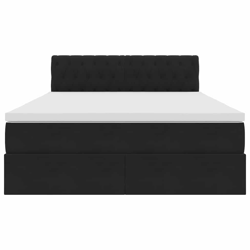 vidaXL LED Κρεβάτι αποθήκευσης με στρώμα Μαύρο 140 x 200 cm Βελούδο