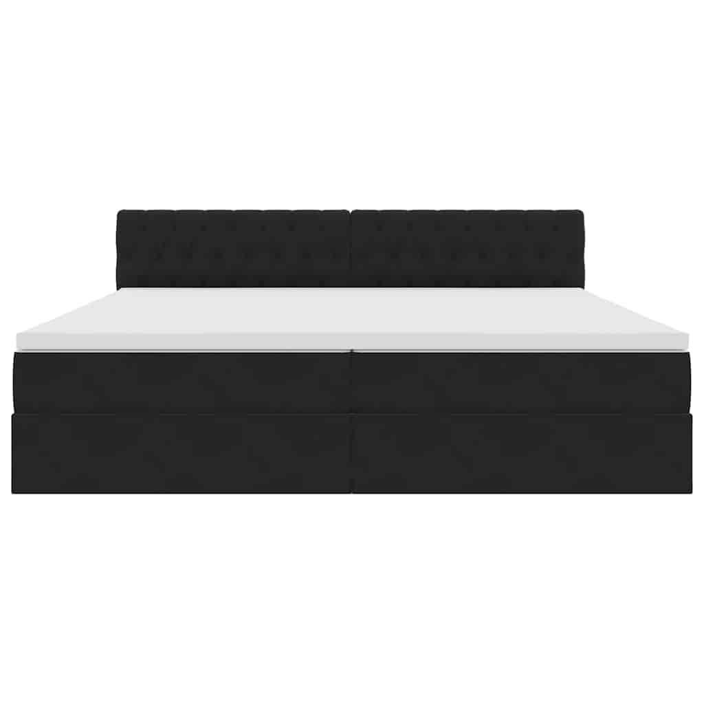 vidaXL LED Κρεβάτι αποθήκευσης με στρώμα Μαύρο 200 x 200 cm Βελούδο