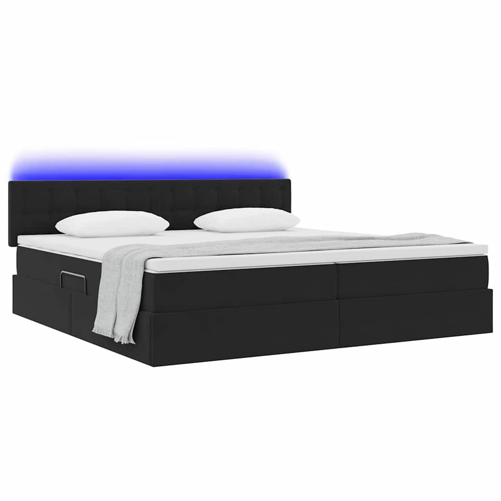 vidaXL Κρεβάτι με αποθηκευτικό χώρο και LED Μαύρο 200 x 200 cm Βελούδο