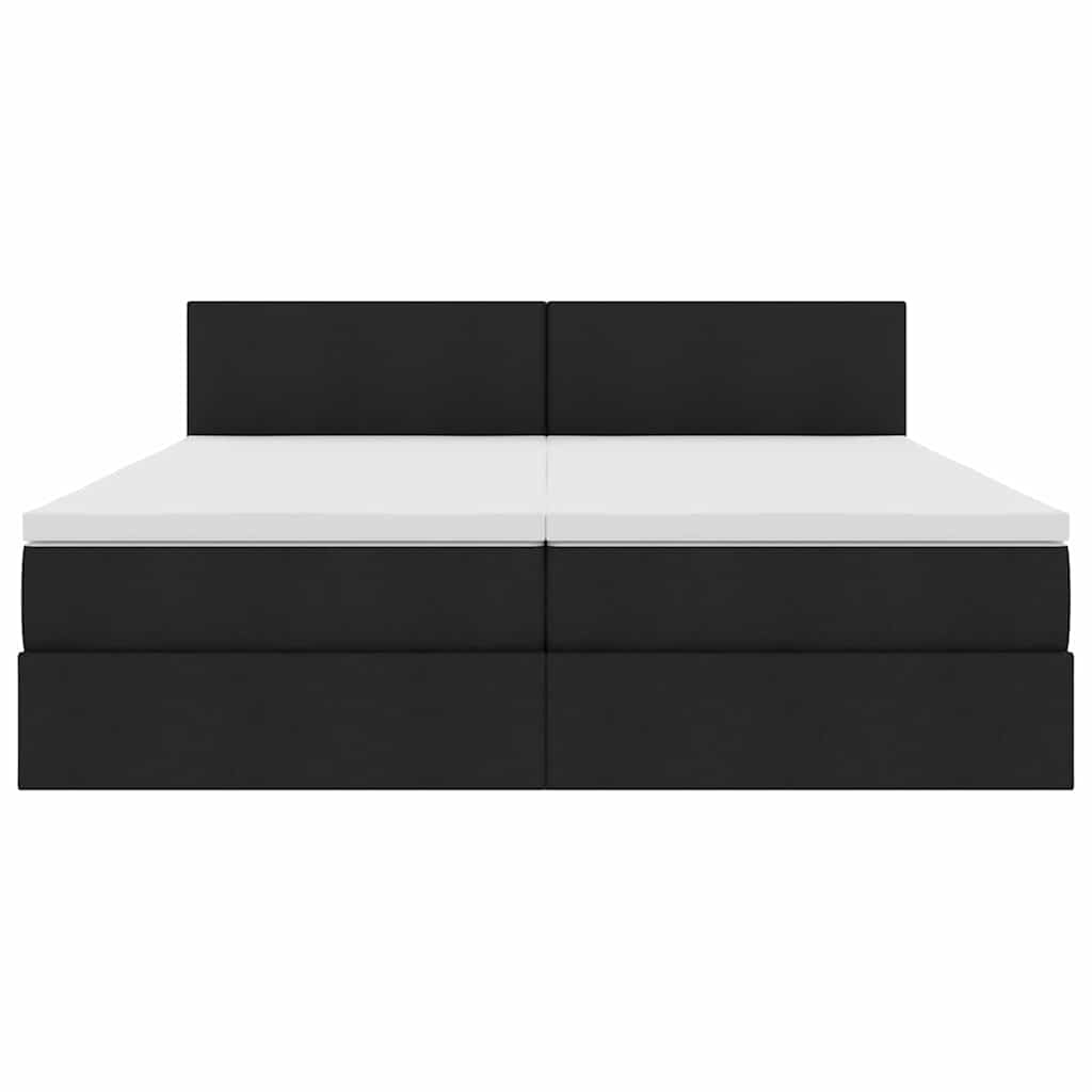 vidaXL Κρεβάτι με φώτα λωρίδας LED Μαύρο 180 x 200 cm ύφασμα