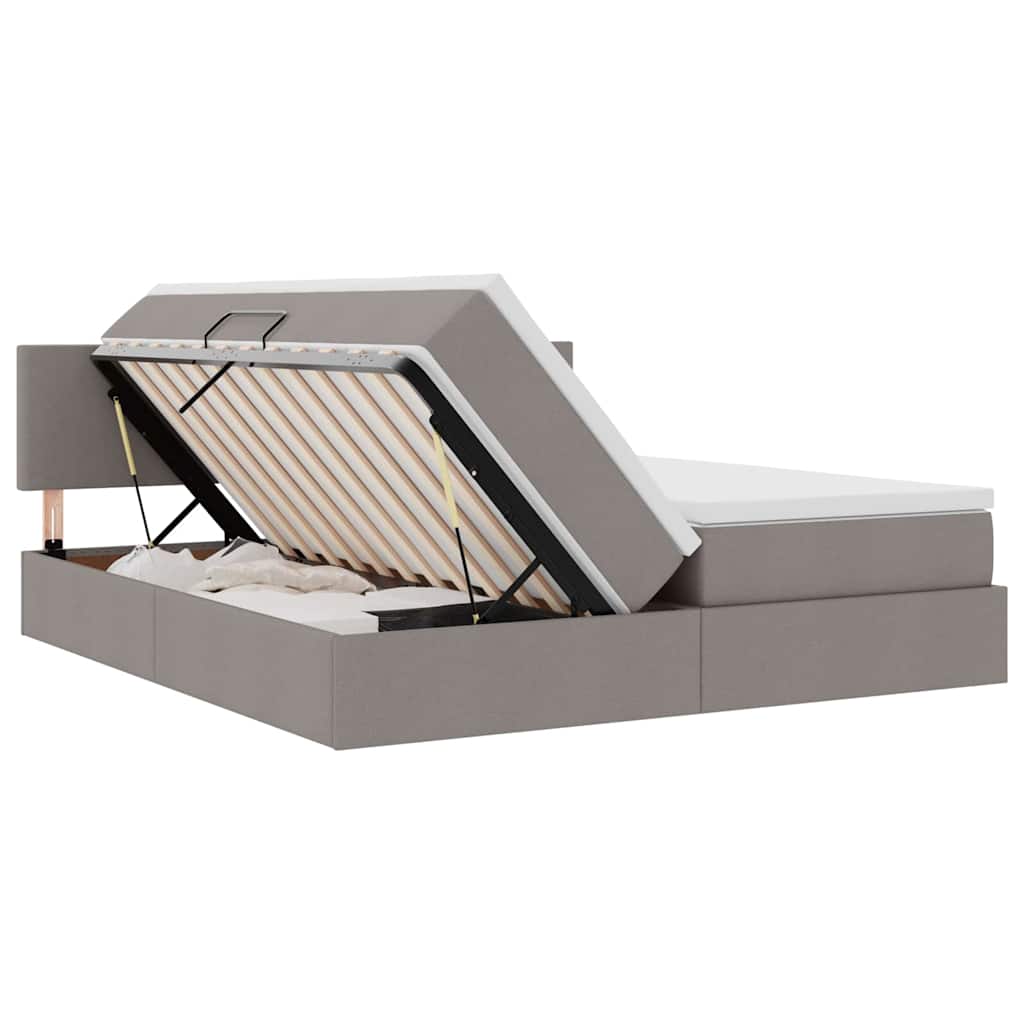 vidaXL LED Κρεβάτι αποθήκευσης με στρώμα Taupe 180 x 200 cm Ύφασμα