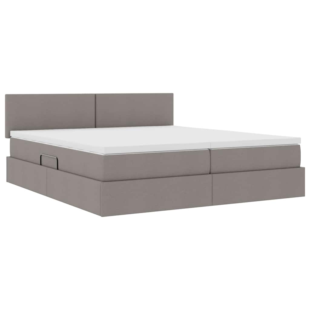 vidaXL LED Κρεβάτι αποθήκευσης με στρώμα Taupe 200 x 200 cm Ύφασμα
