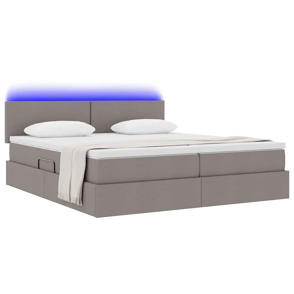vidaXL LED Κρεβάτι αποθήκευσης με στρώμα Taupe 200 x 200 cm Ύφασμα