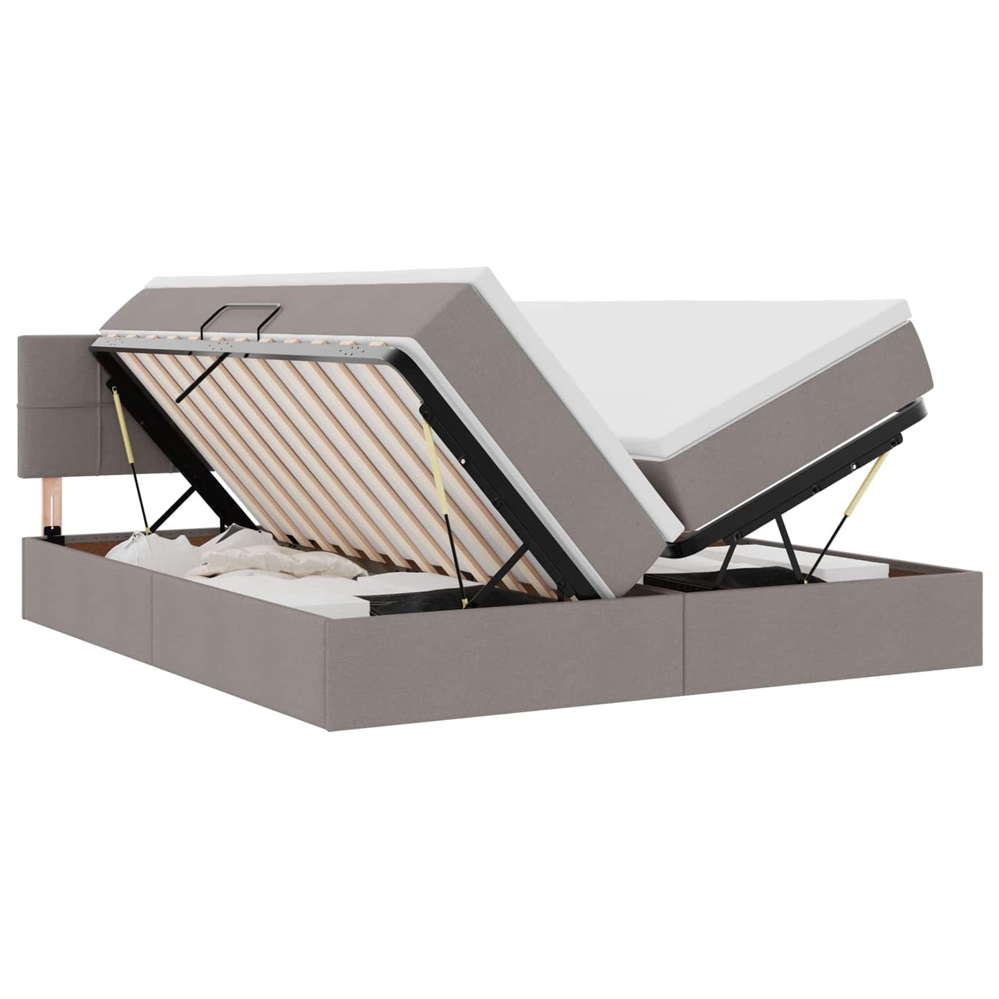 vidaXL LED Κρεβάτι αποθήκευσης με στρώμα Taupe 180 x 200 cm Ύφασμα