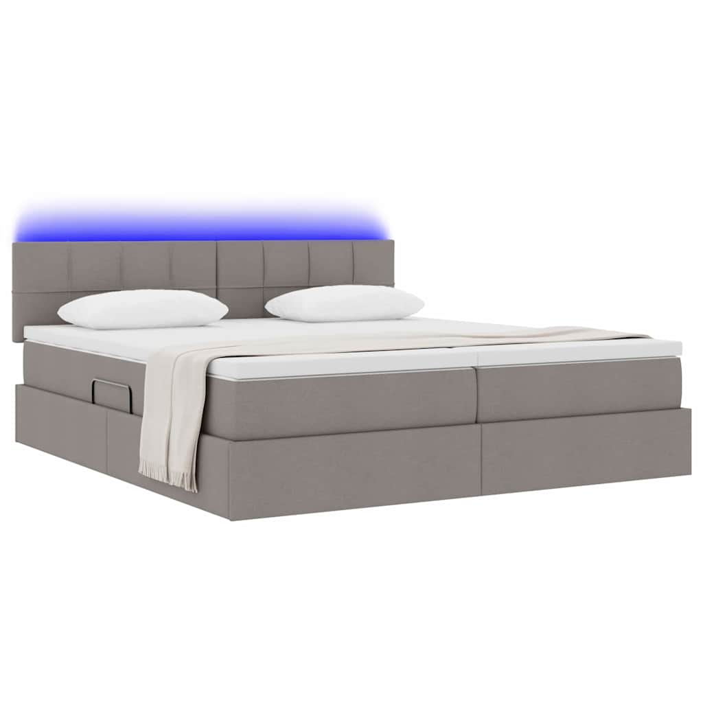 vidaXL LED Κρεβάτι αποθήκευσης με στρώμα Taupe 200 x 200 cm Ύφασμα