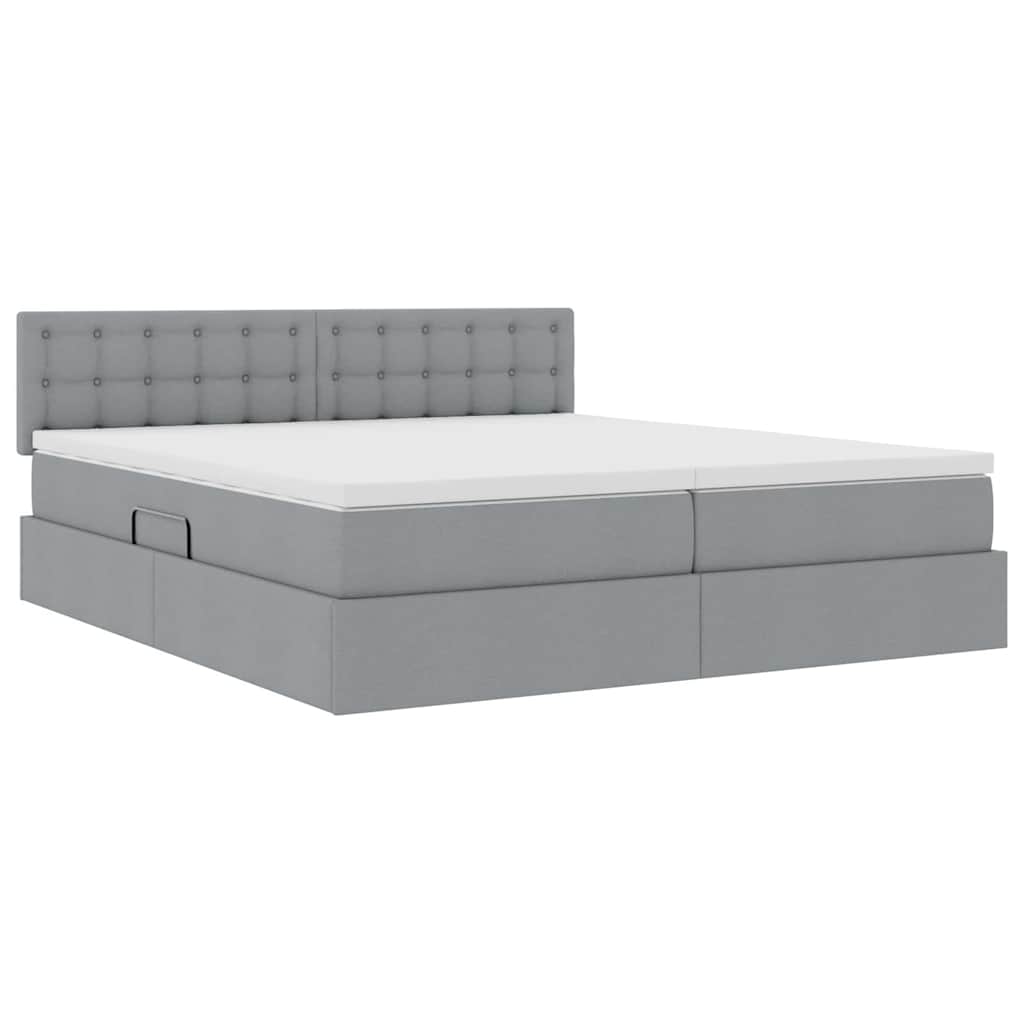vidaXL Κρεβάτι με φώτα λωρίδας LED Ανοιχτό γκρι 180 x 200 cm ύφασμα