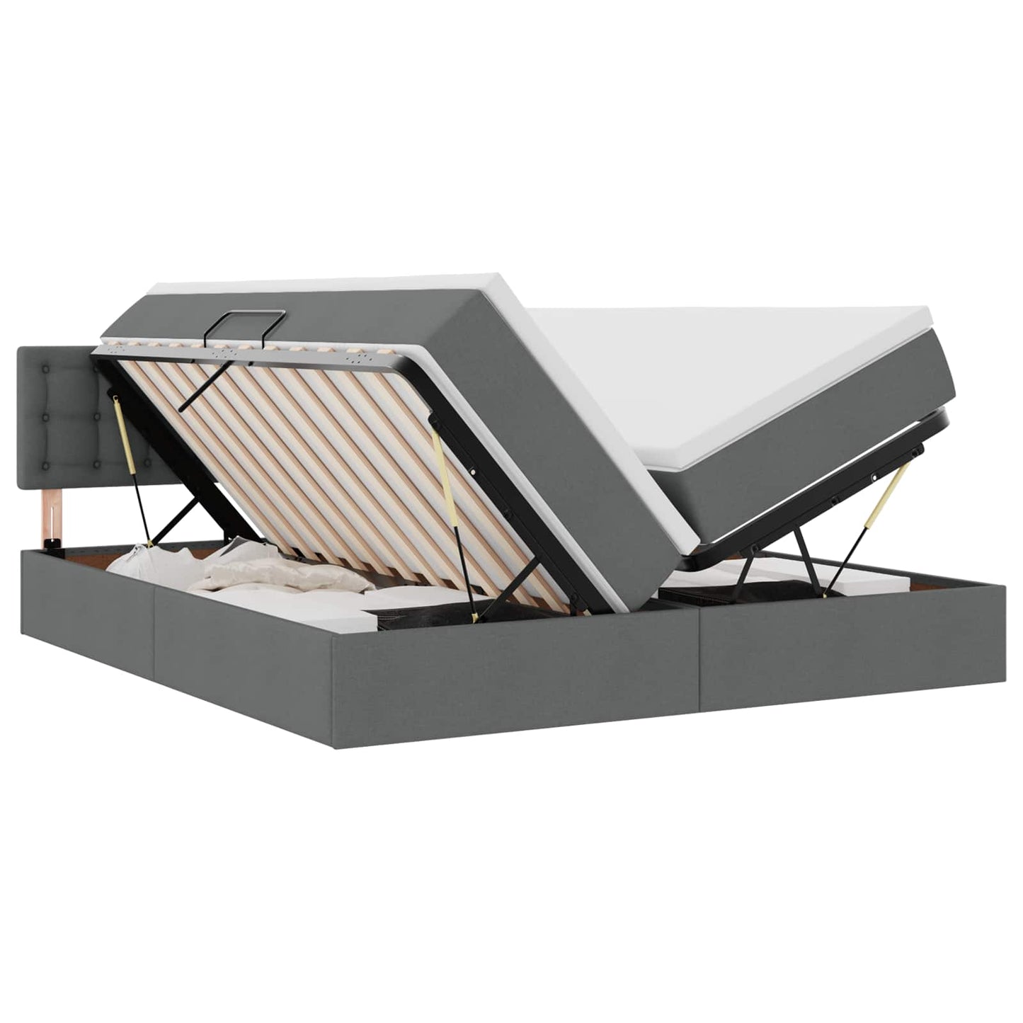 vidaXL Κρεβάτι με φώτα λωρίδας LED Σκούρο Γκρι 180 x 200 cm ύφασμα