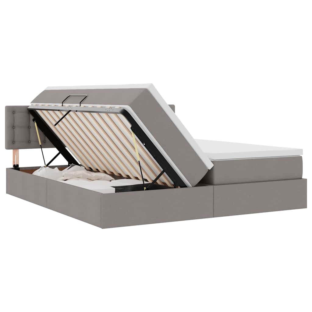 vidaXL LED Κρεβάτι αποθήκευσης με στρώμα Taupe 180 x 200 cm Ύφασμα