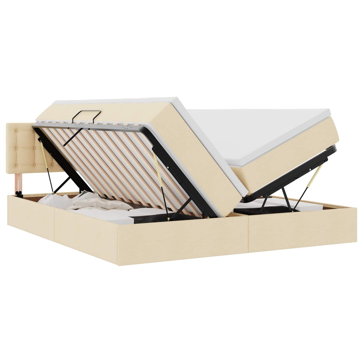 vidaXL LED Κρεβάτι αποθήκευσης με στρώμα Κρέμ 180 x 200 cm Ύφασμα