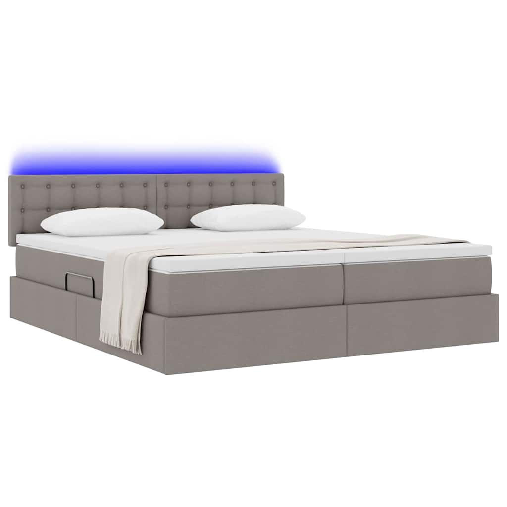 vidaXL LED Κρεβάτι αποθήκευσης με στρώμα Taupe 200 x 200 cm Ύφασμα