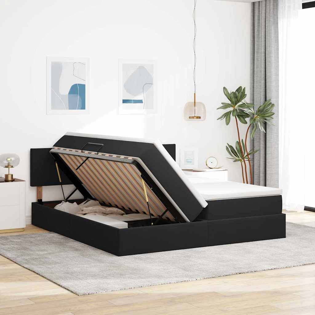 vidaXL Κρεβάτι με LED ταινίες φωτός Μαύρο 180 x 200 cm Βελούδο