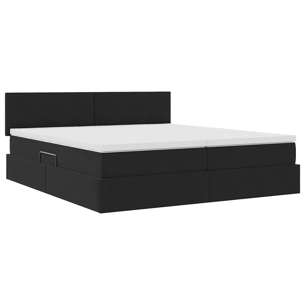 vidaXL Κρεβάτι με LED ταινίες φωτός Μαύρο 180 x 200 cm Βελούδο