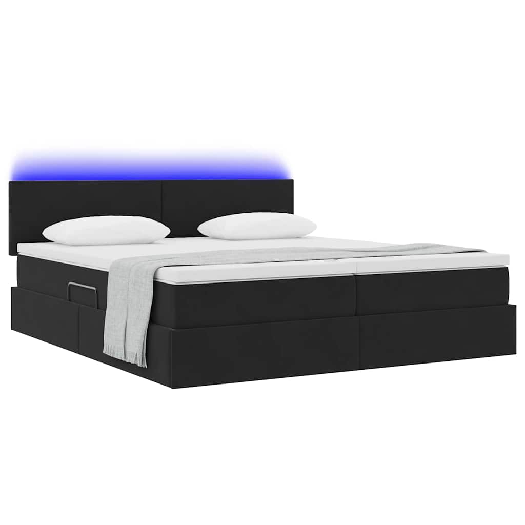 vidaXL Κρεβάτι με LED ταινίες φωτός Μαύρο 180 x 200 cm Βελούδο