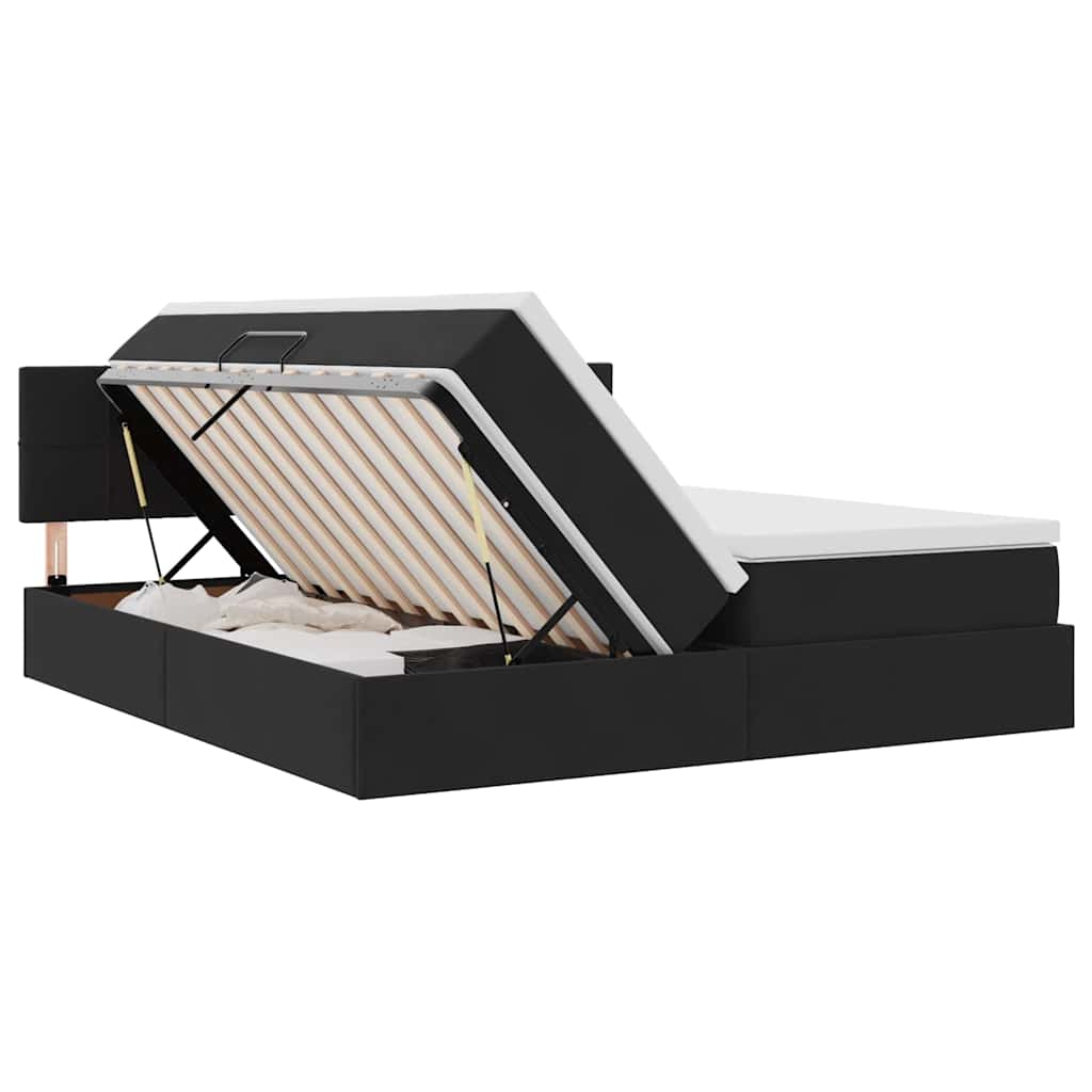 vidaXL Κρεβάτι με φώτα λωρίδας LED Μαύρο 180 x 200 cm Βελούδο