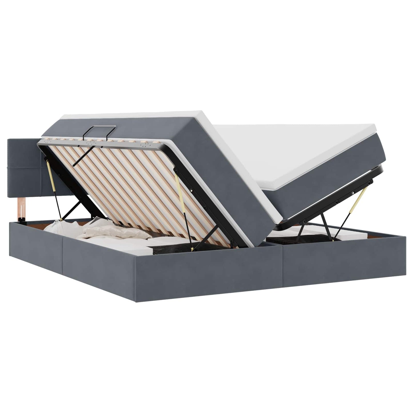 vidaXL Κρεβάτι με φώτα λωρίδας LED Σκούρο Γκρι 200 x 200 cm Βελούδο