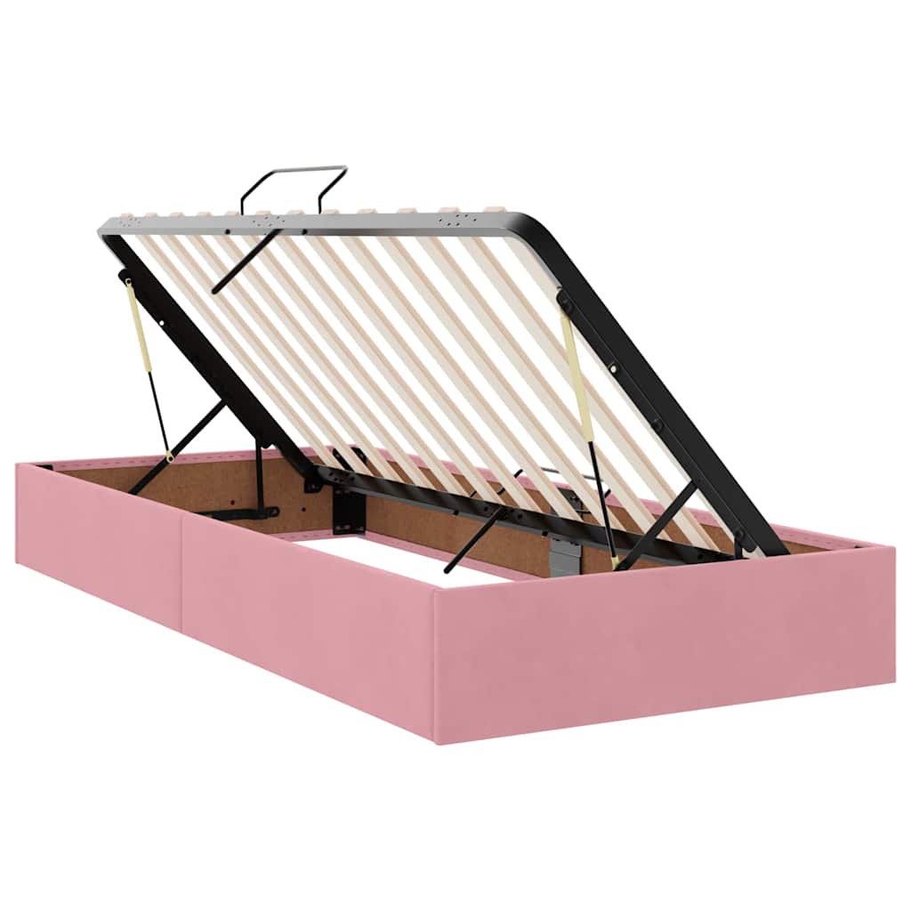 vidaXL LED Κρεβάτι αποθήκευσης με στρώμα Ροζ 180 x 200 cm Βελούδο