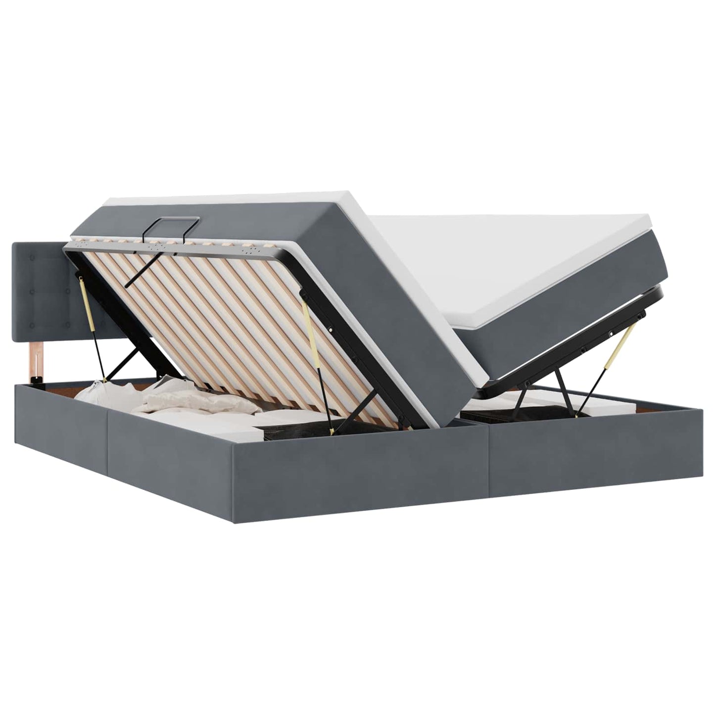 vidaXL Κρεβάτι με φώτα λωρίδας LED Σκούρο Γκρι 200 x 200 cm Βελούδο