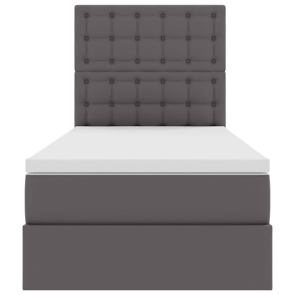 vidaXL Κρεβάτι Αποθήκης με στρώμα Γκρι 90 x 190 cm Τεχνητό Δέρμα
