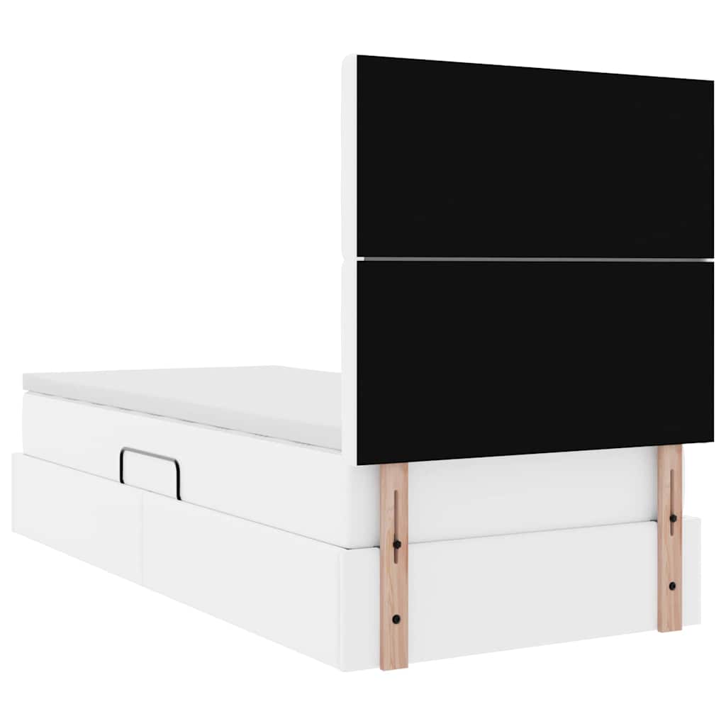 vidaXL Κρεβάτι Αποθήκης Καθαρό Λευκό 90 x 200 cm Τεχνητό Δέρμα