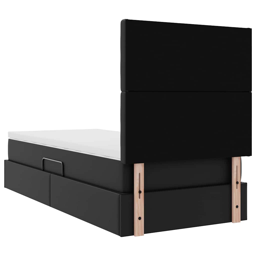 vidaXL Κρεβάτι Αποθήκης με στρώμα Μαύρο 100 x 200 cm Τεχνητό Δέρμα