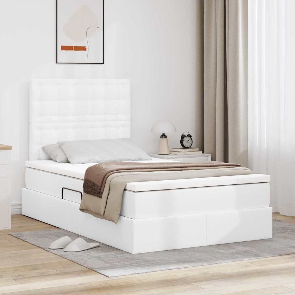 vidaXL Κρεβάτι Αποθήκης Καθαρό Λευκό 120 x 200 cm Τεχνητό Δέρμα