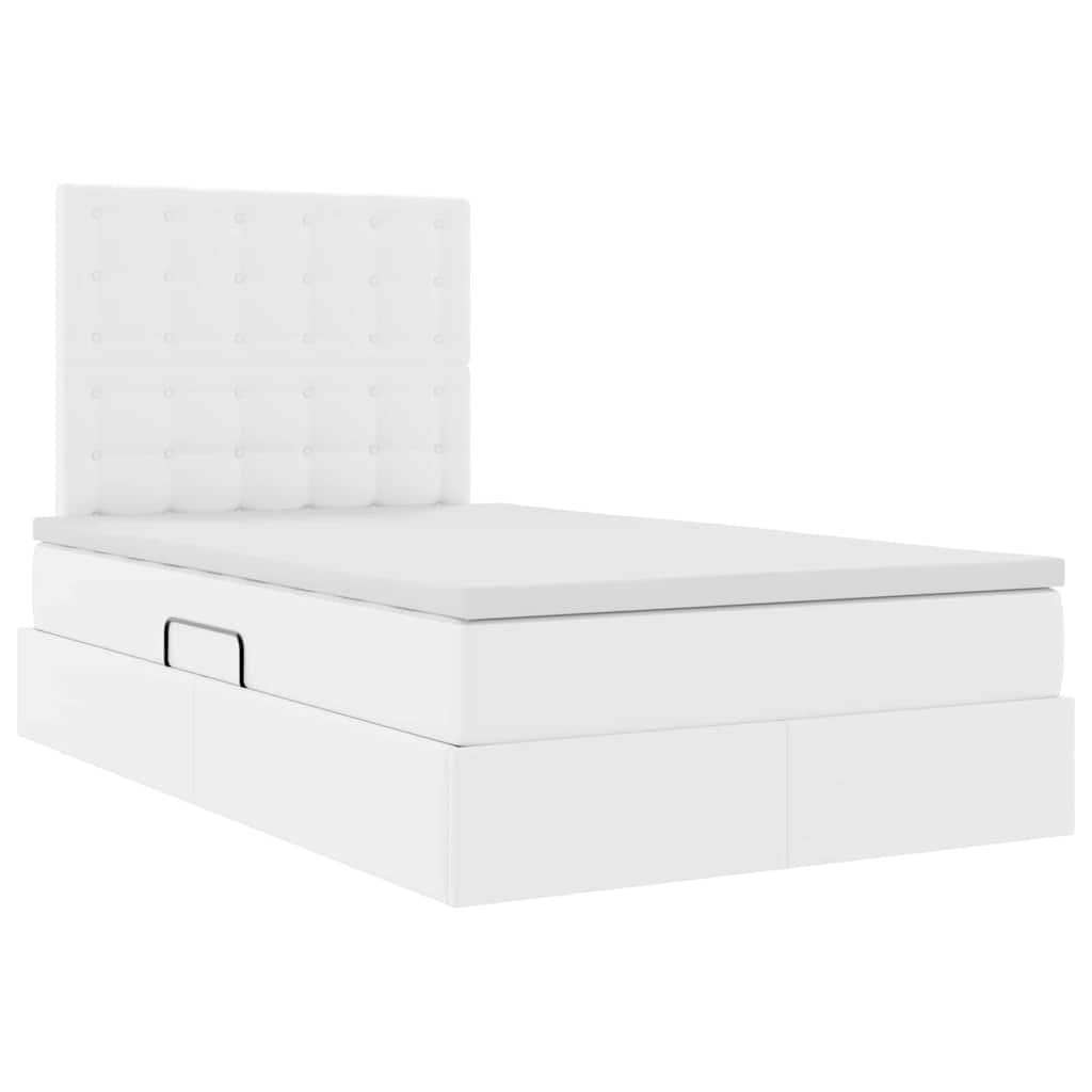 vidaXL Κρεβάτι Αποθήκης Καθαρό Λευκό 120 x 200 cm Τεχνητό Δέρμα